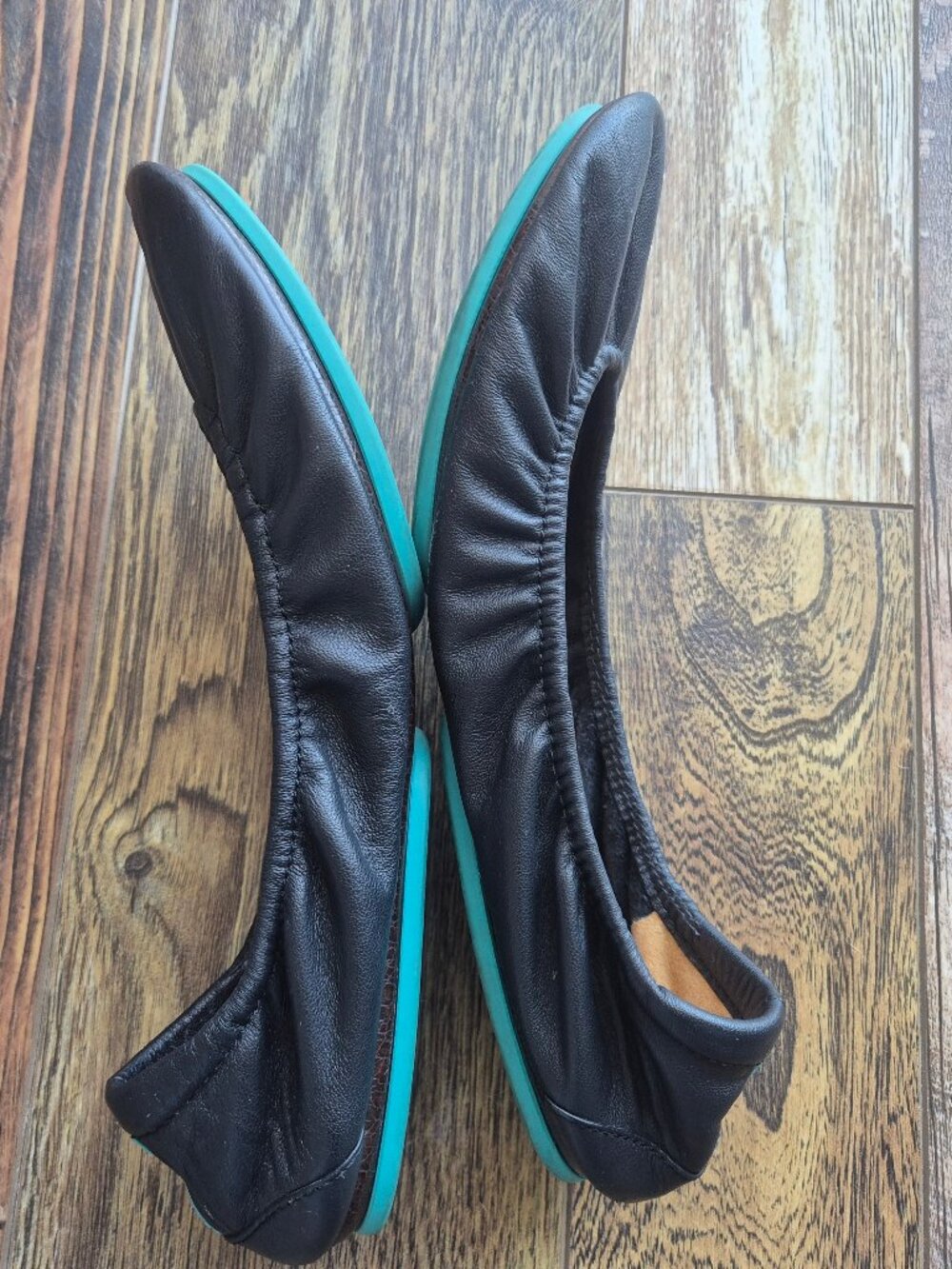 Tieks by Gavrieli Black Leather Ballet Flats Slip-On Comfort Flexible - Picture 7 of 12
